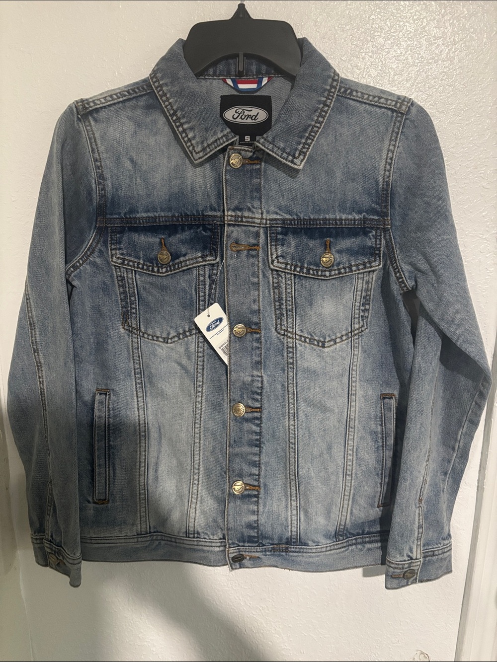 Ford Faded Denim Trucker Jacket in Light Blue
